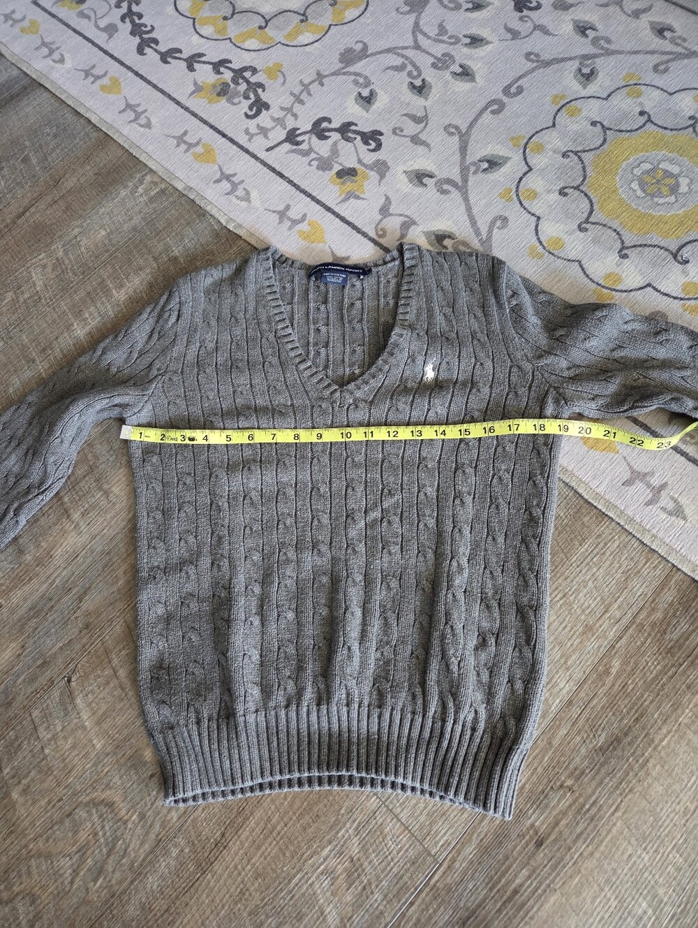 Ralph Lauren Sport 100% Cotton V Neck Sweater Grey Size Large - Picture 6 of 8